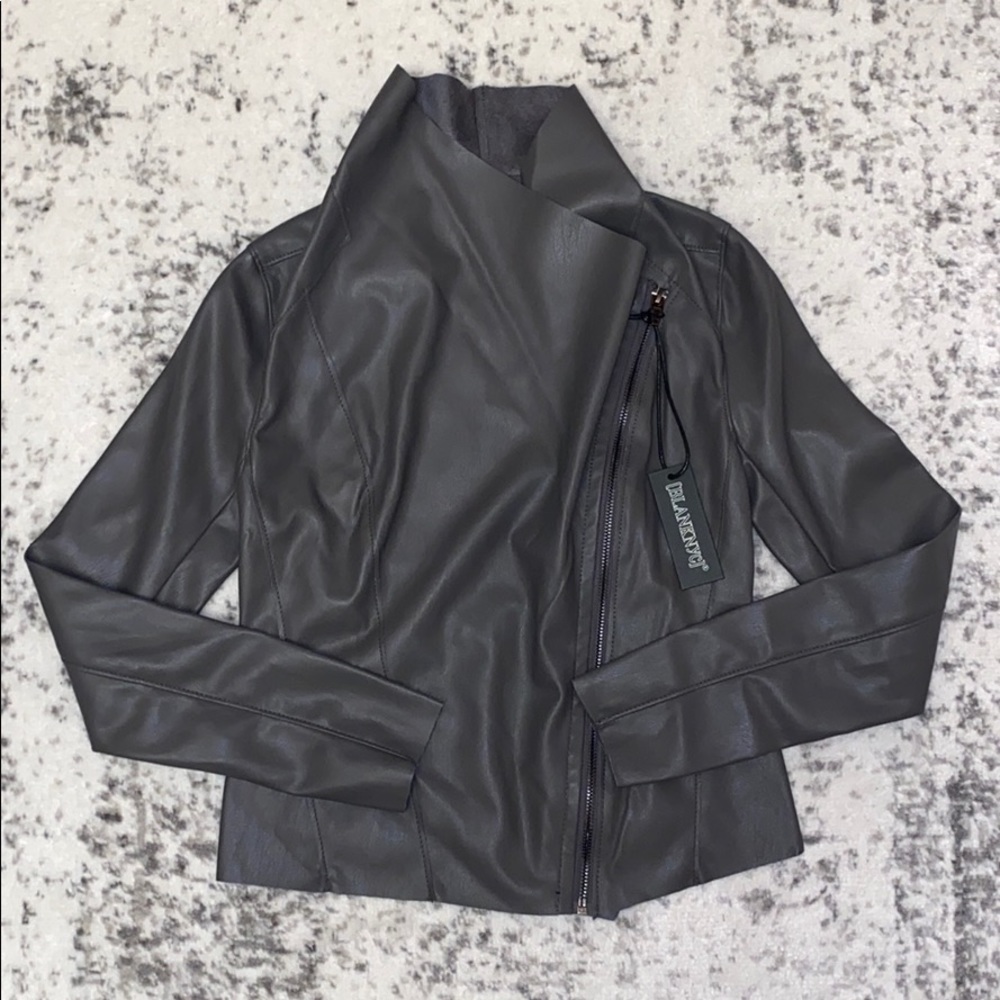 Onto the Next Faux Leather Drape Front Jacket